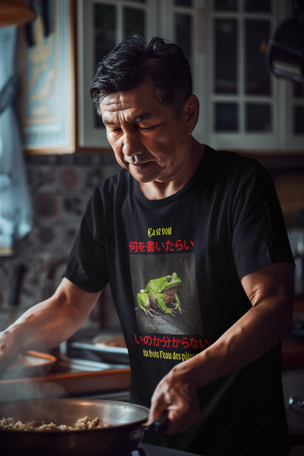 T-shirt grenouille "ça se voit tu bois l'eau des pâtes toi."